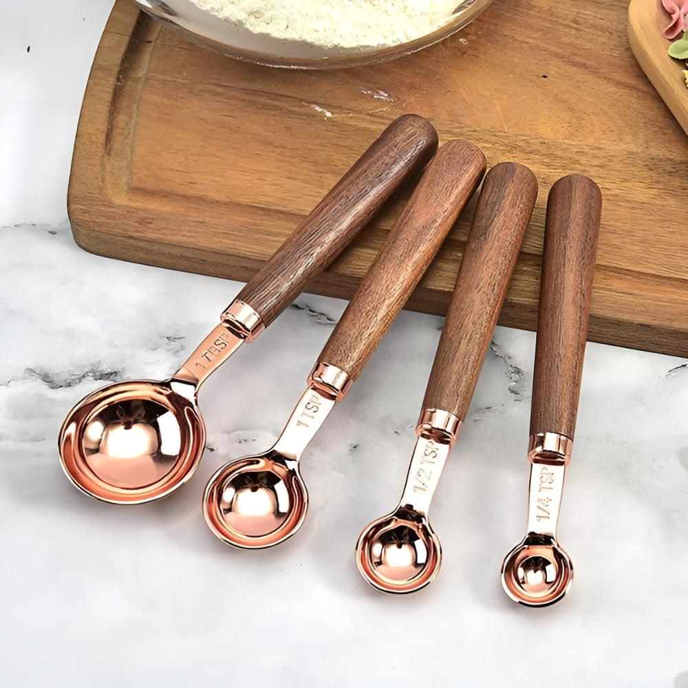 Coppera™ – Koperen Maatset met Houten Handvat – Maatlepels en Maatbekers