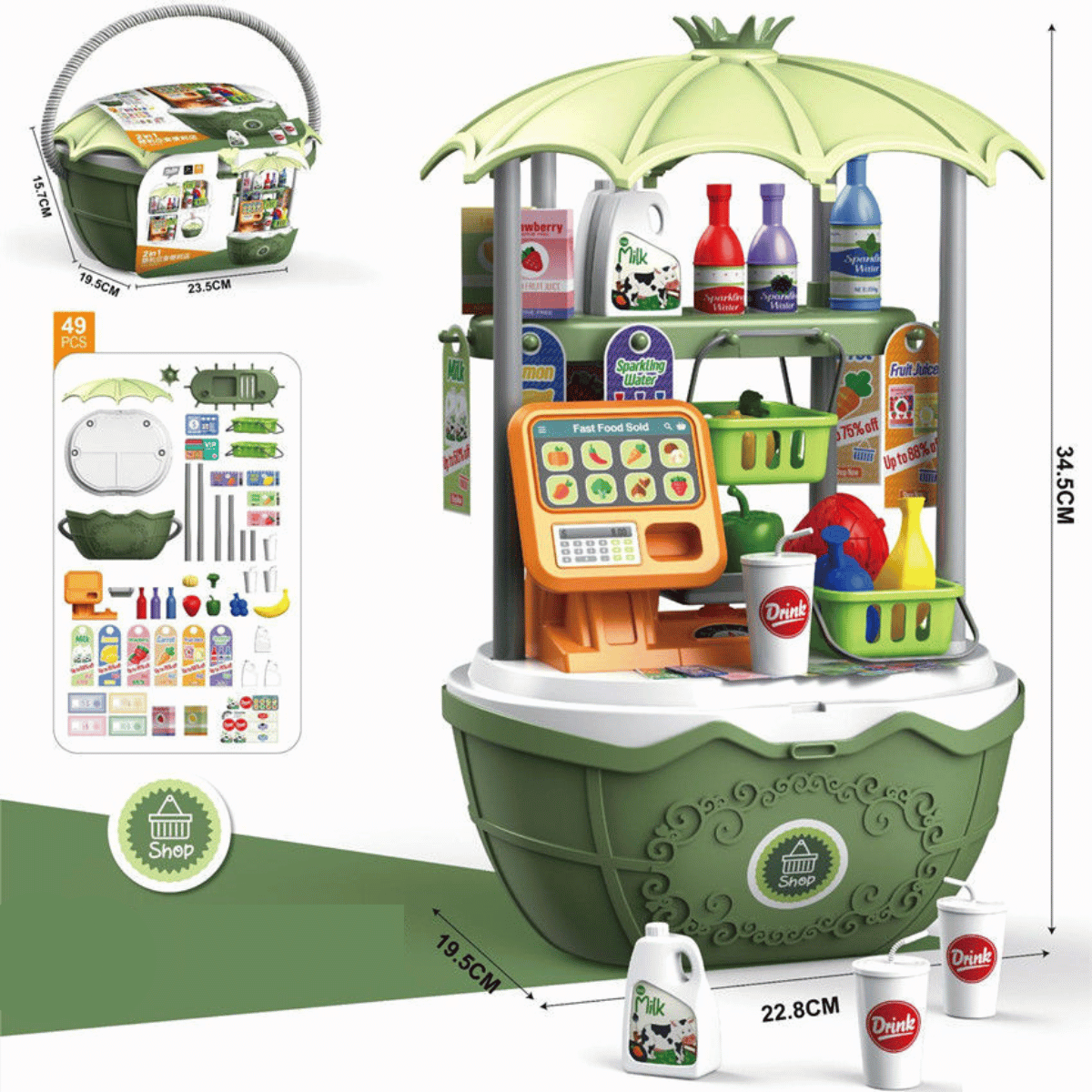 Ice Cart™ - Mobiele ijs- en snoepkar voor kinderen - ijswagen