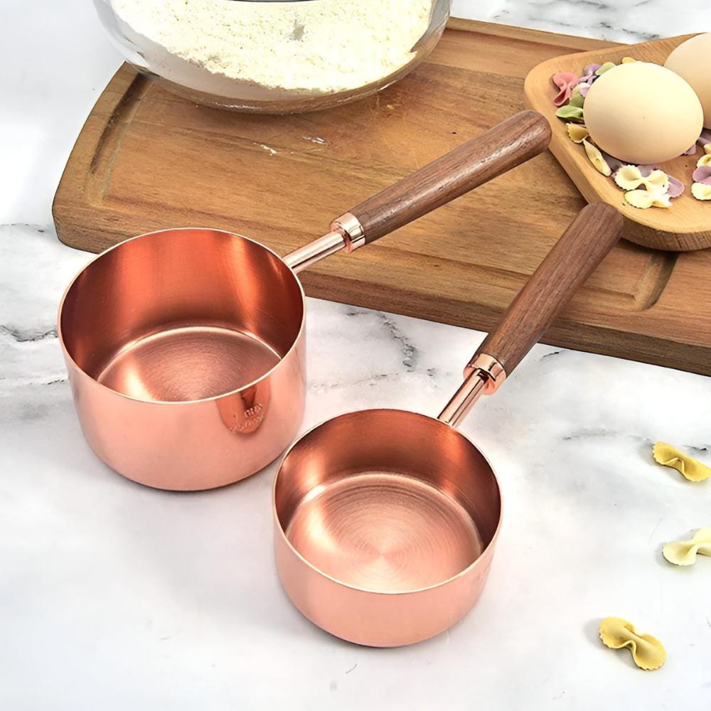 Coppera™ – Koperen Maatset met Houten Handvat – Maatlepels en Maatbekers