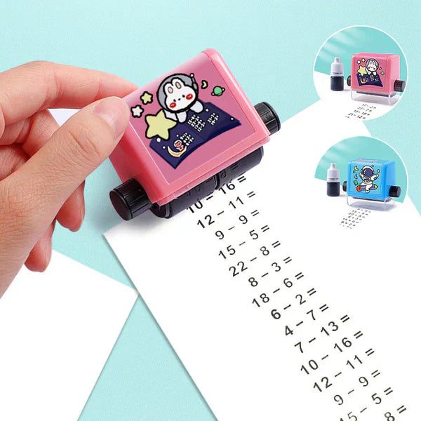 Rolling Stamp - Rekenoefeningen -  optellen, aftrekken, vermenigvuldigen, delen