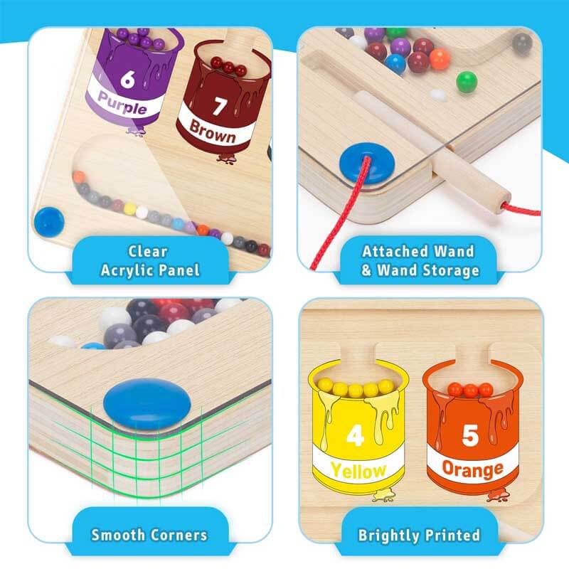 4Ever Wood™ - MagneticMaze Kleur en Nummer Doolhof Speelgoed