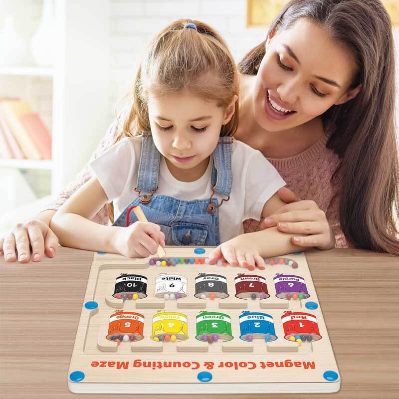 4Ever Wood™ - MagneticMaze Kleur en Nummer Doolhof Speelgoed
