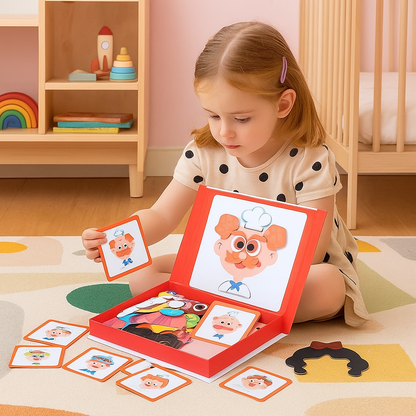 EmotiPlay™ – Magnetisch Gezichtsuitdrukking Puzzelboek – Emotioneel Leerzaam Spel