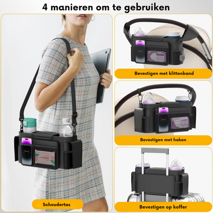 StrollEase™ – Handige Organizer met Thermovakken – Kinderwagen Opbergaccessoire