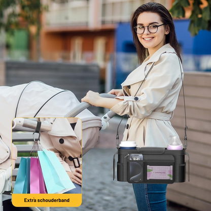 StrollEase™ – Handige Organizer met Thermovakken – Kinderwagen Opbergaccessoire