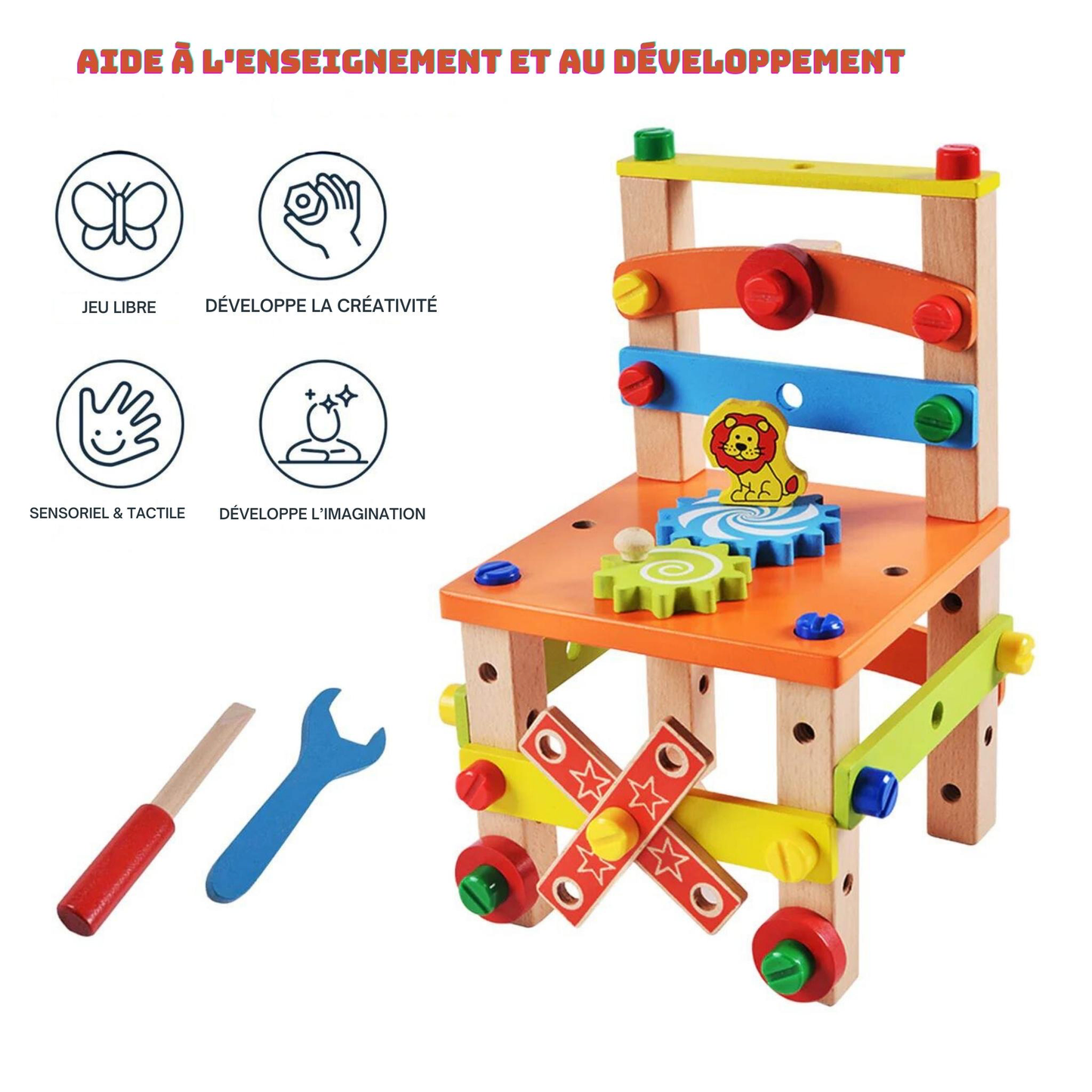 HandyChair™ – Montessori werkbank in stoelvorm – Hout bouwspeelgoed