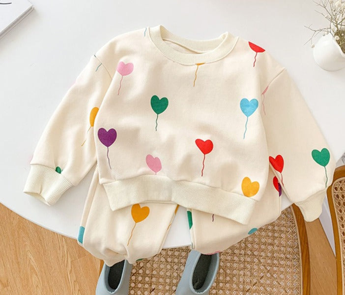 JoyPop™ – Verjaardags Joggerset met Ballonnenprint – Unisex Kinderoutfit
