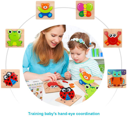 4Ever WoodTM Animal Puzzle - Dieren baby puzzel - Houten puzzelset