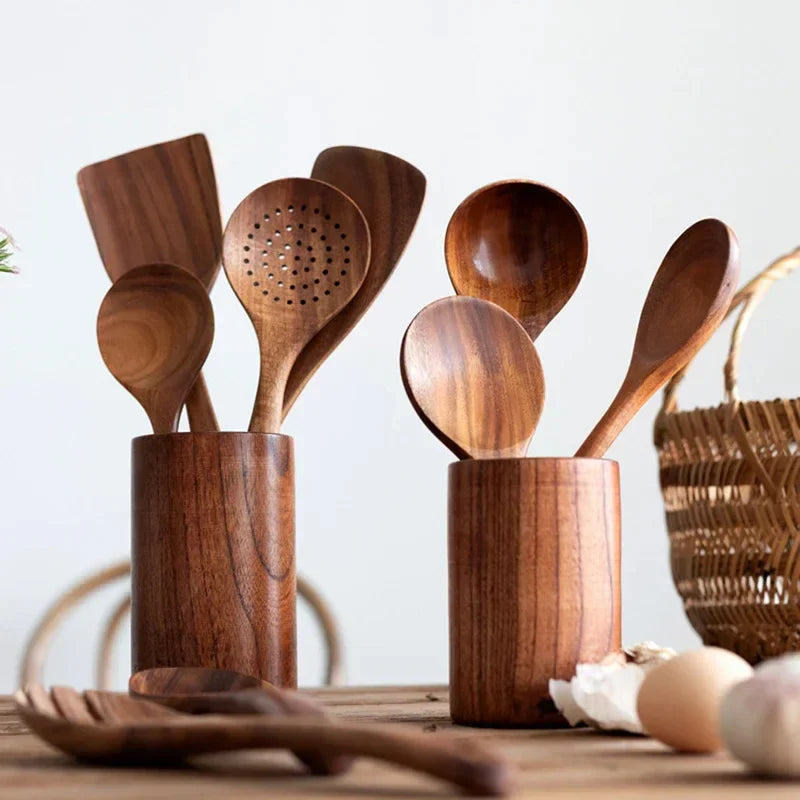 WoodVanta™ – Massief Acaciahouten Keukenset – Houten Keuken Gereedschap
