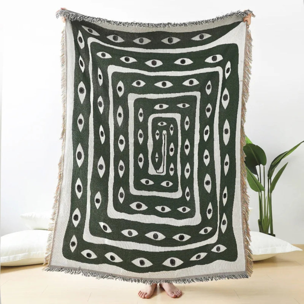 SerpentWeave™ – Slangen Labyrint Plaid – Artistieke Katoenen Deken