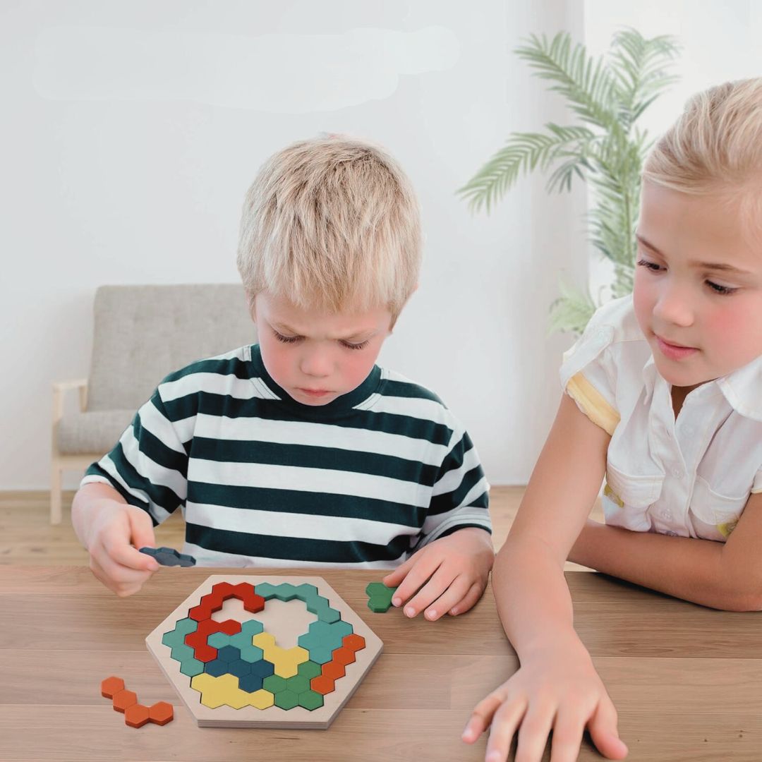 4Ever Wood HexaLogic™ – Montessori puzzel  – Educatief houten speelgoed