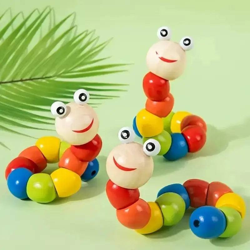 WiggleWorm™ – Draai, buig en ontdek spelenderwijs - Houten Rups Speeltje