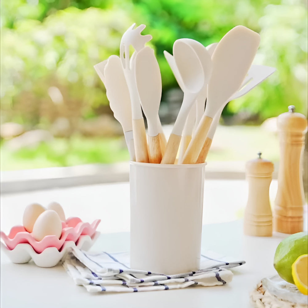 BambooSilicoSet™ – BPA-Vrije Siliconen Keukengerei Set – 12-Delige Kookhulpen Set