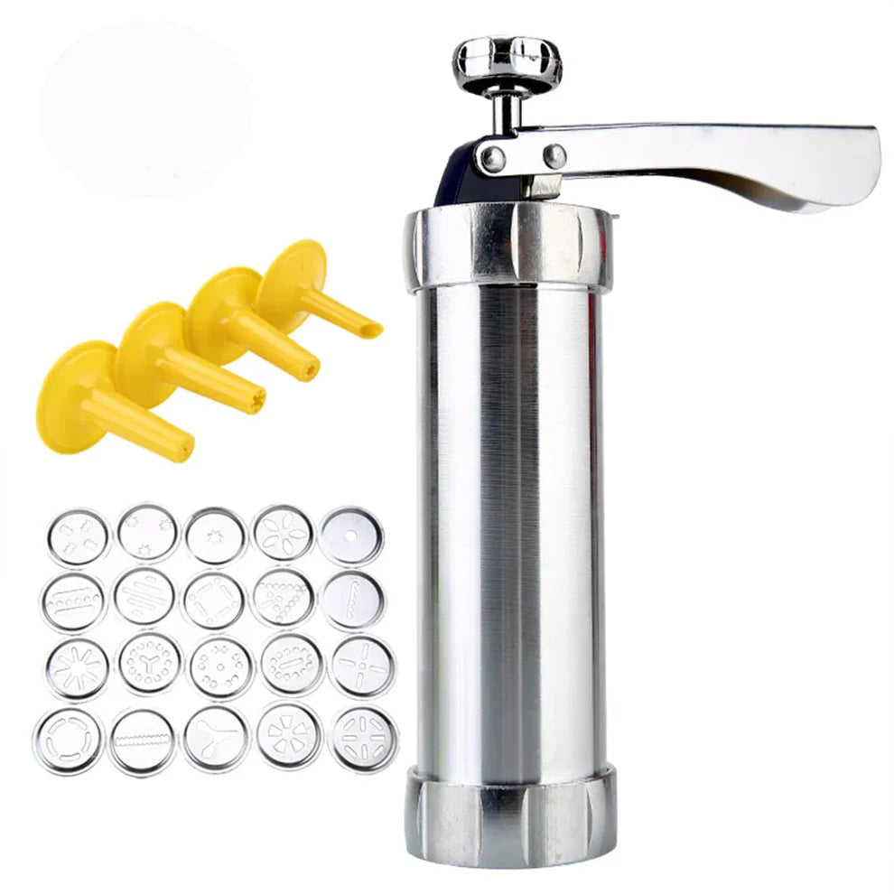 BiscuitPressPro™ – Aluminium Koekjespers met 20 Vormpjes – Spritskoekjes & Decoratie Set