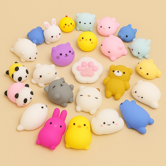 SqueezyBuddies™ – Zachte Knijpfiguren in Leuke Vormen – Set van 5 t/m 50