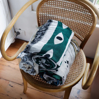 SerpentWeave™ – Slangen Labyrint Plaid – Artistieke Katoenen Deken