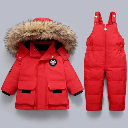 FrostyChic™ – Warme Set met Ruches en Strik – Meisjes Winteroutfit