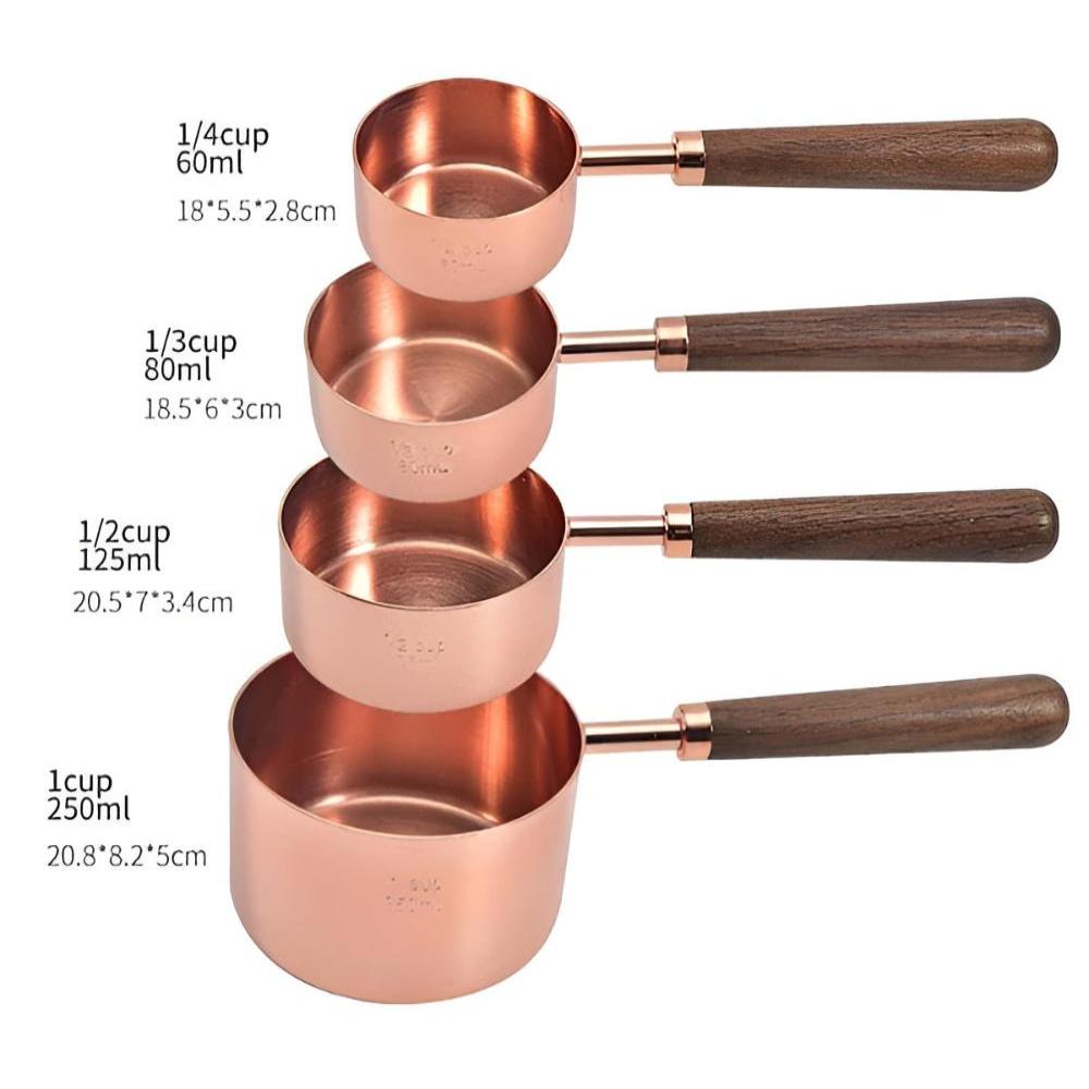 Coppera™ – Koperen Maatset met Houten Handvat – Maatlepels en Maatbekers