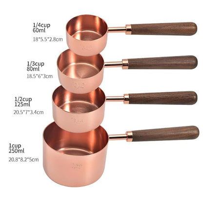 Coppera™ – Koperen Maatset met Houten Handvat – Maatlepels en Maatbekers