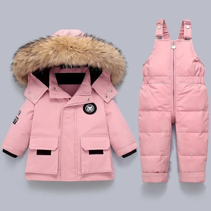 SneeuwHaven™ – Warme Kinder Winterset – Gewatteerde Jas &amp; Tuinbroek met Bontkap