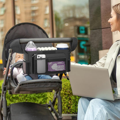 StrollEase™ – Handige Organizer met Thermovakken – Kinderwagen Opbergaccessoire