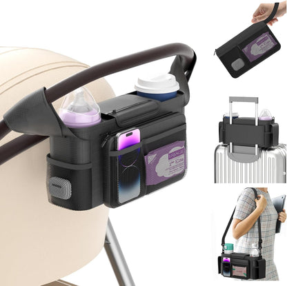 StrollEase™ – Handige Organizer met Thermovakken – Kinderwagen Opbergaccessoire