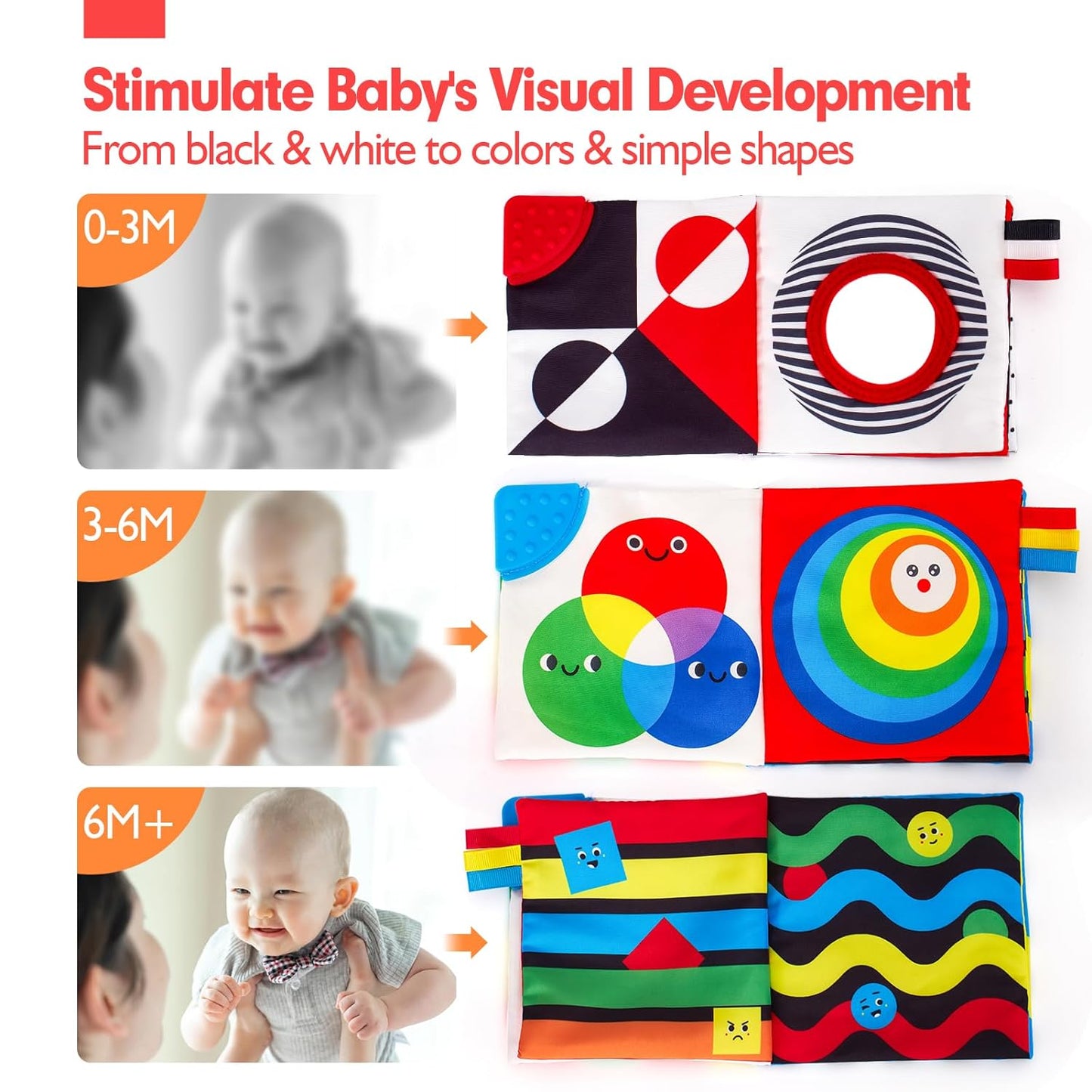 SensiTale™ – Montessori Voelboek met Hoog Contrast – Sensorisch Babyboekje