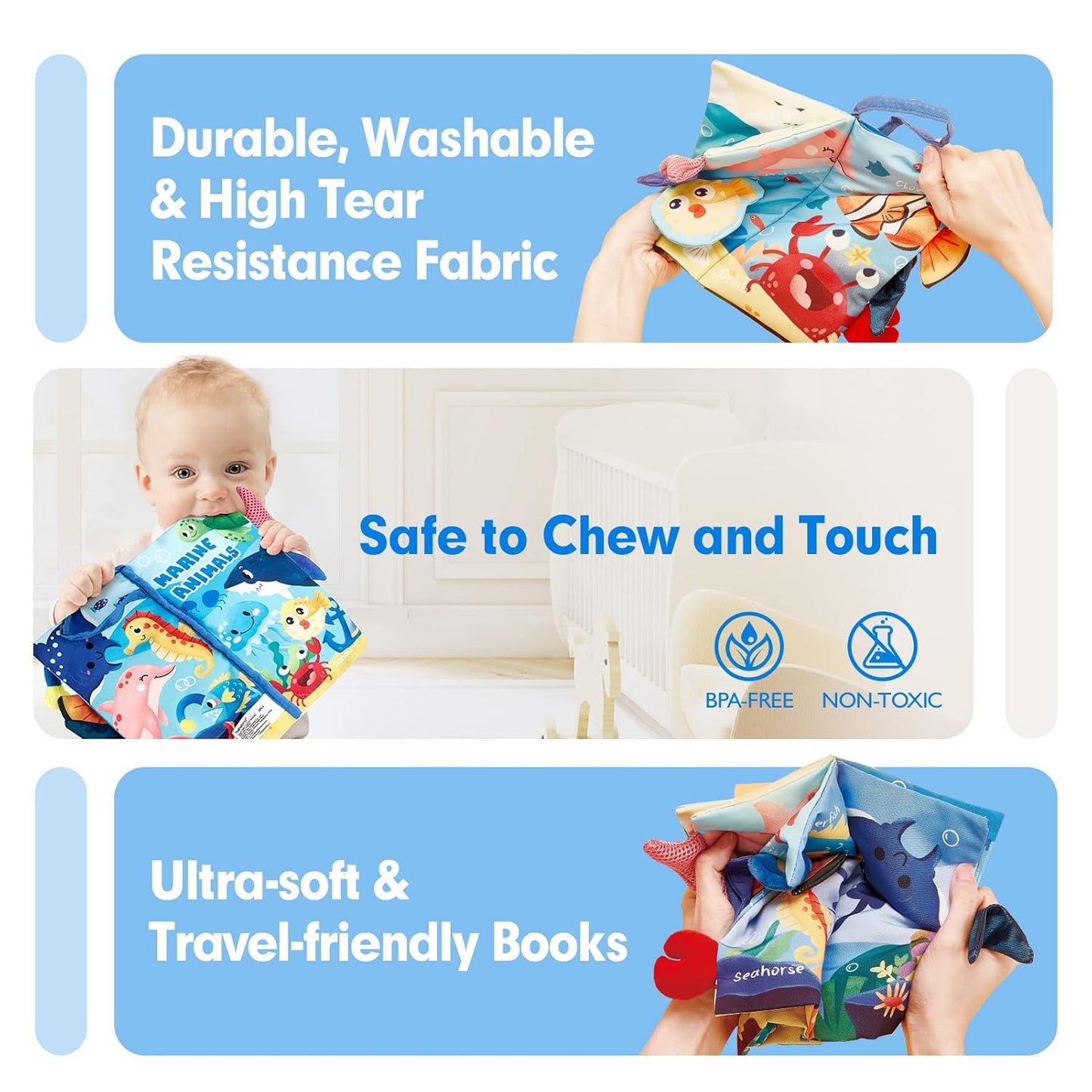 SensiTale™ – Montessori Voelboek met Hoog Contrast – Sensorisch Babyboekje