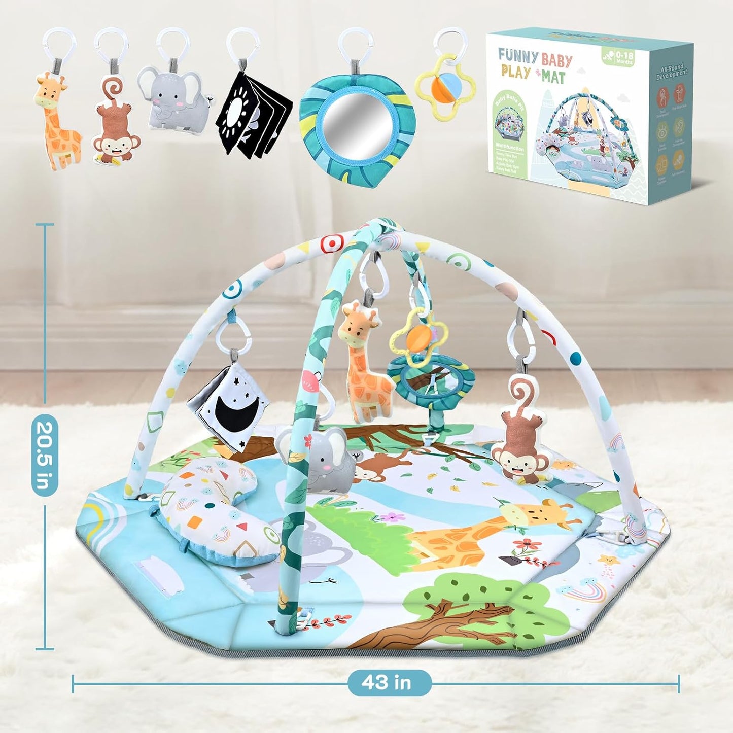 SensoryHaven™ – Baby speelkleed met 6 speeltjes – Buikligging en ballenpret