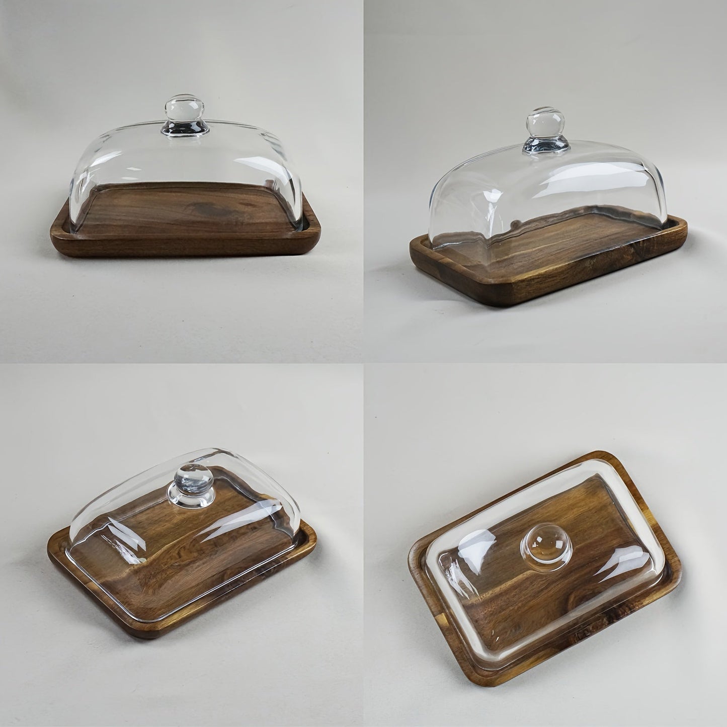 ButterNest™ – Glazen Butterdose met Houten Onderplaat – Elegante Tafelopslag
