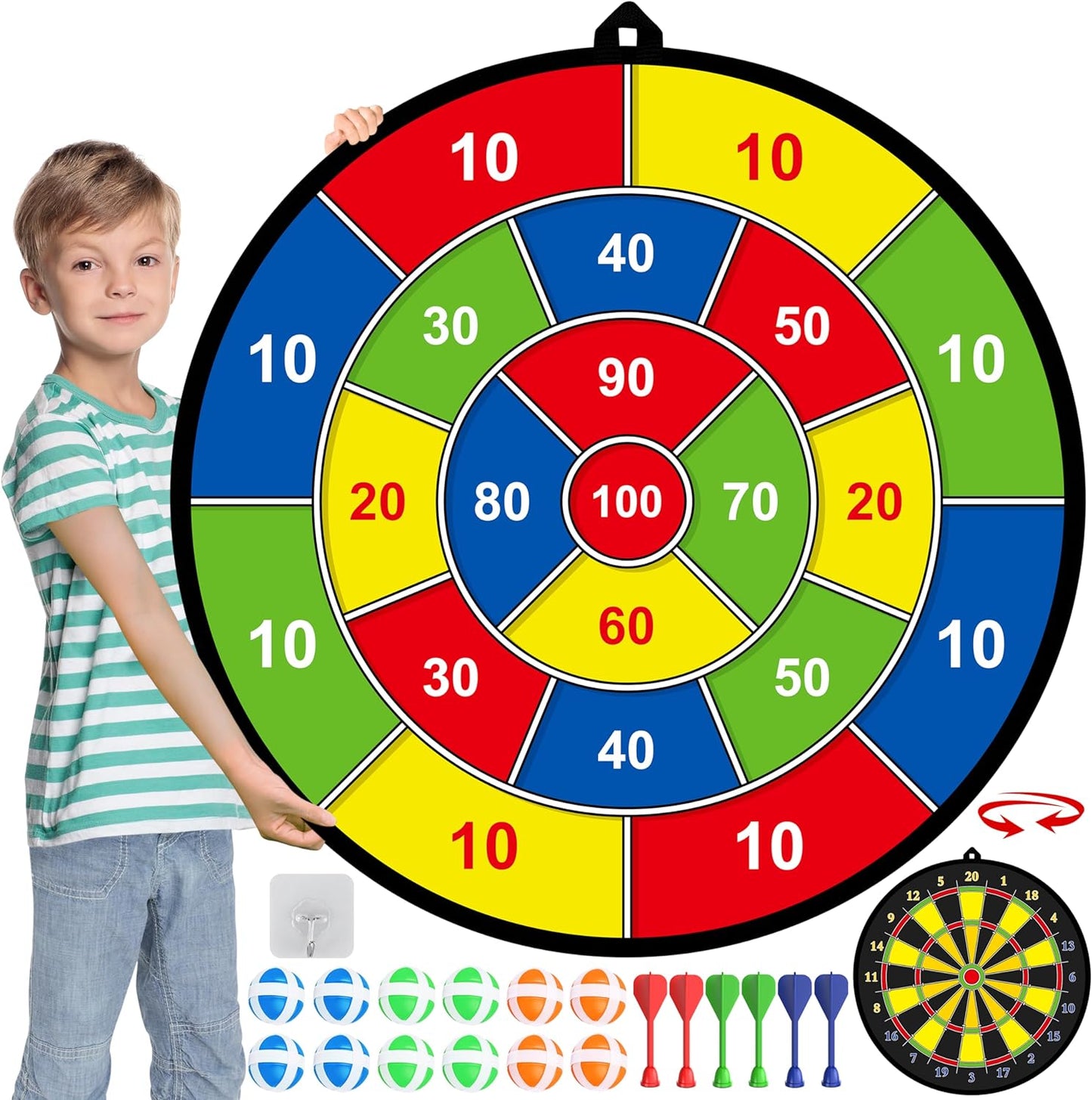 TargetChamp™ – Groot Dubbelzijdig Kinder Dartbord – Educatief Actief Speelplezier