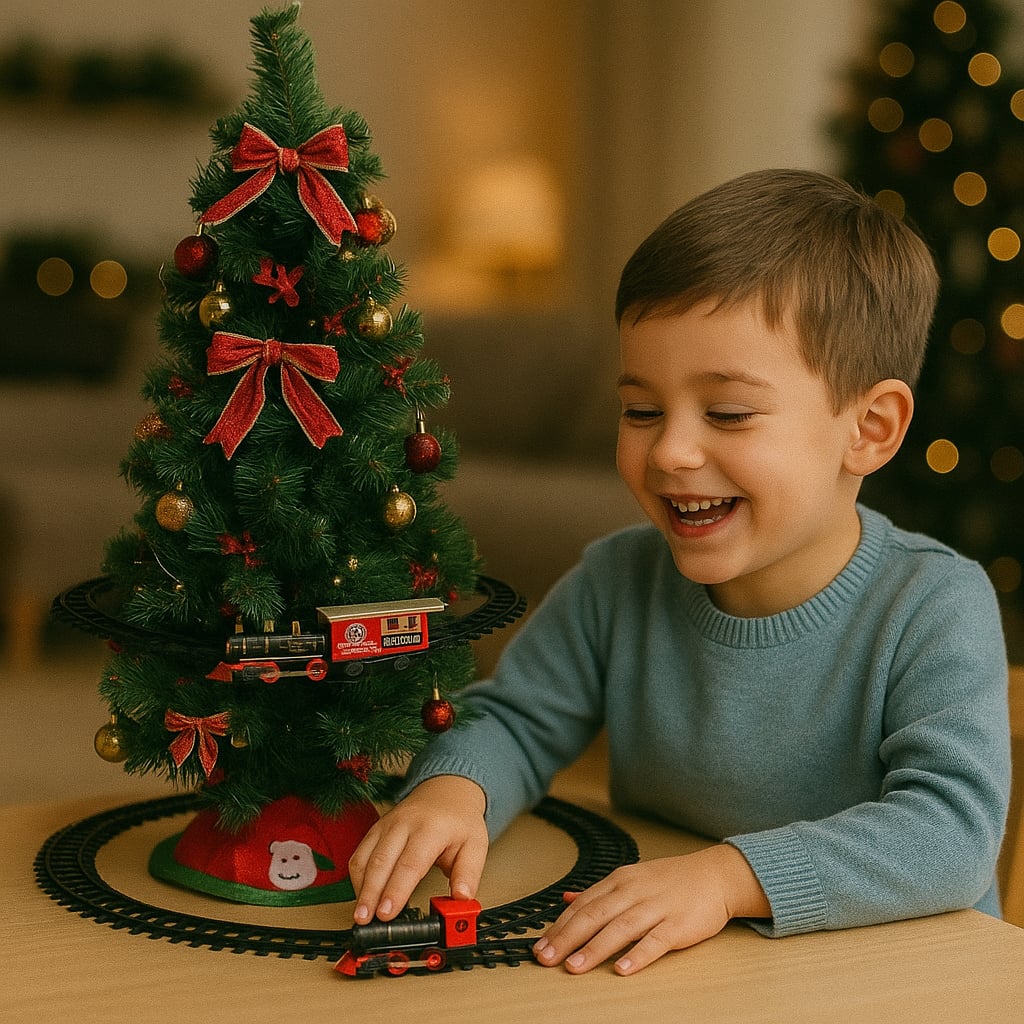 ElfRond™ – Rijdende Kersttrein voor Rond de Boom – Magisch Feestelijk Speelgoed