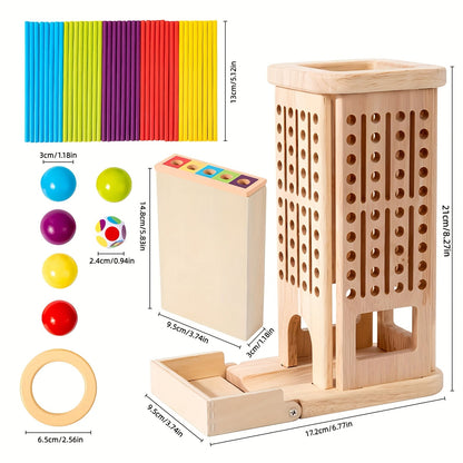 ColorPillar™ – Montessori Houten Torenspel – Educatief Balansspel Kinderen