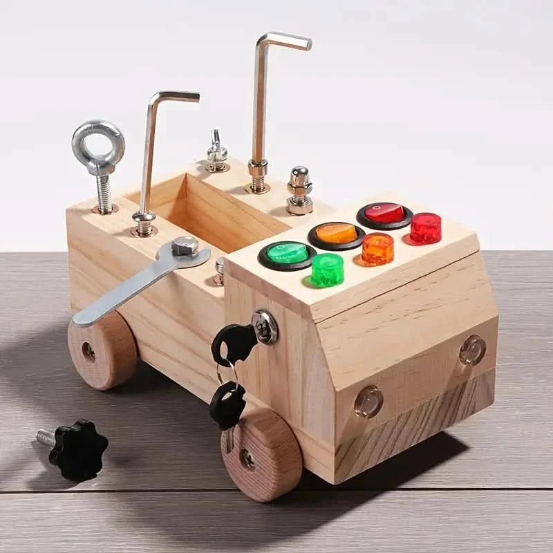 TinkerBoard™ – Montessori Activiteitenbord met LED & Tools – Educatief Motoriek Speelgoed