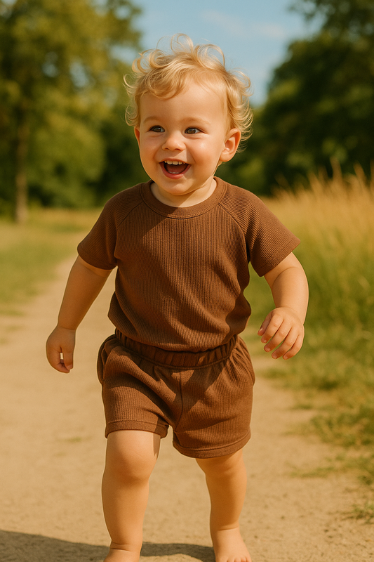 SunnyNest™ – Ribstof Zomersetje van Katoen – Comfortabele Babyoutfit