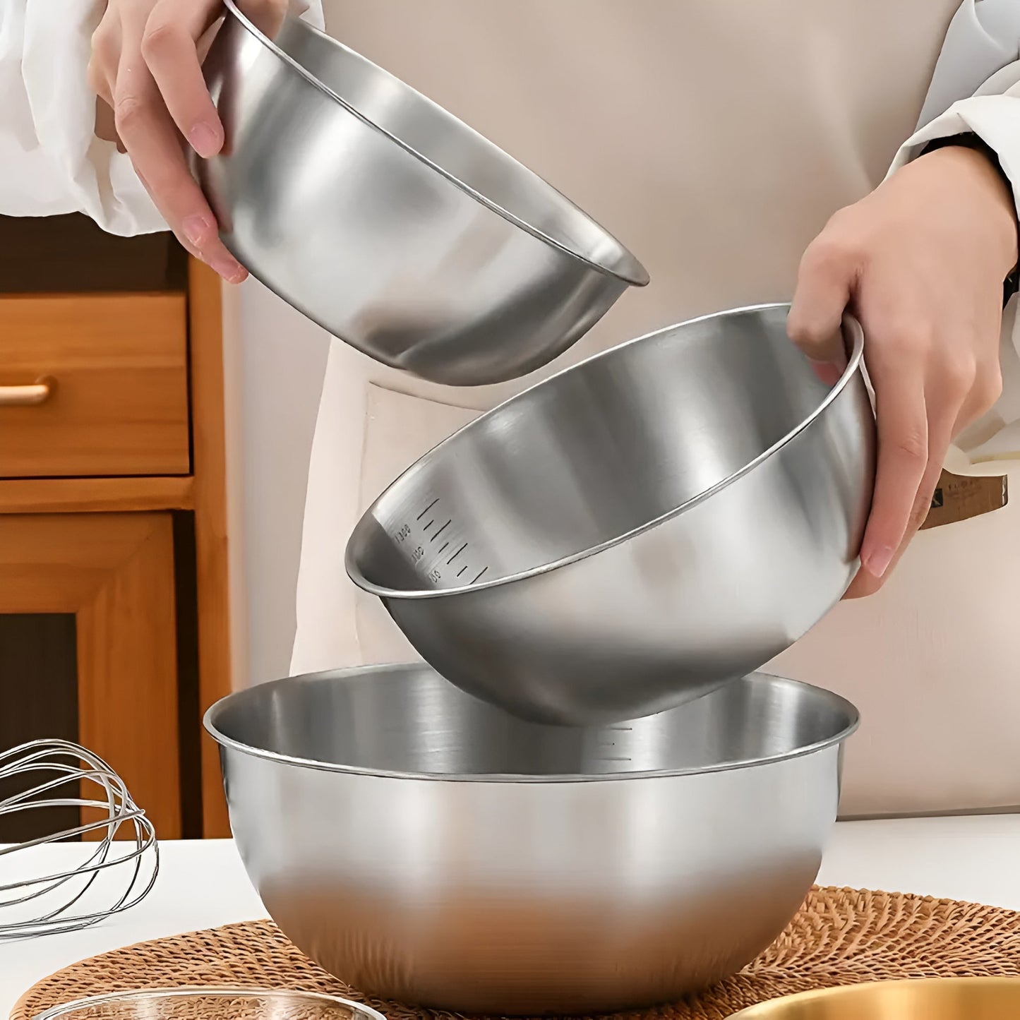 Mixora™ – Mengkommen van Roestvrij Staal – Set van Drie