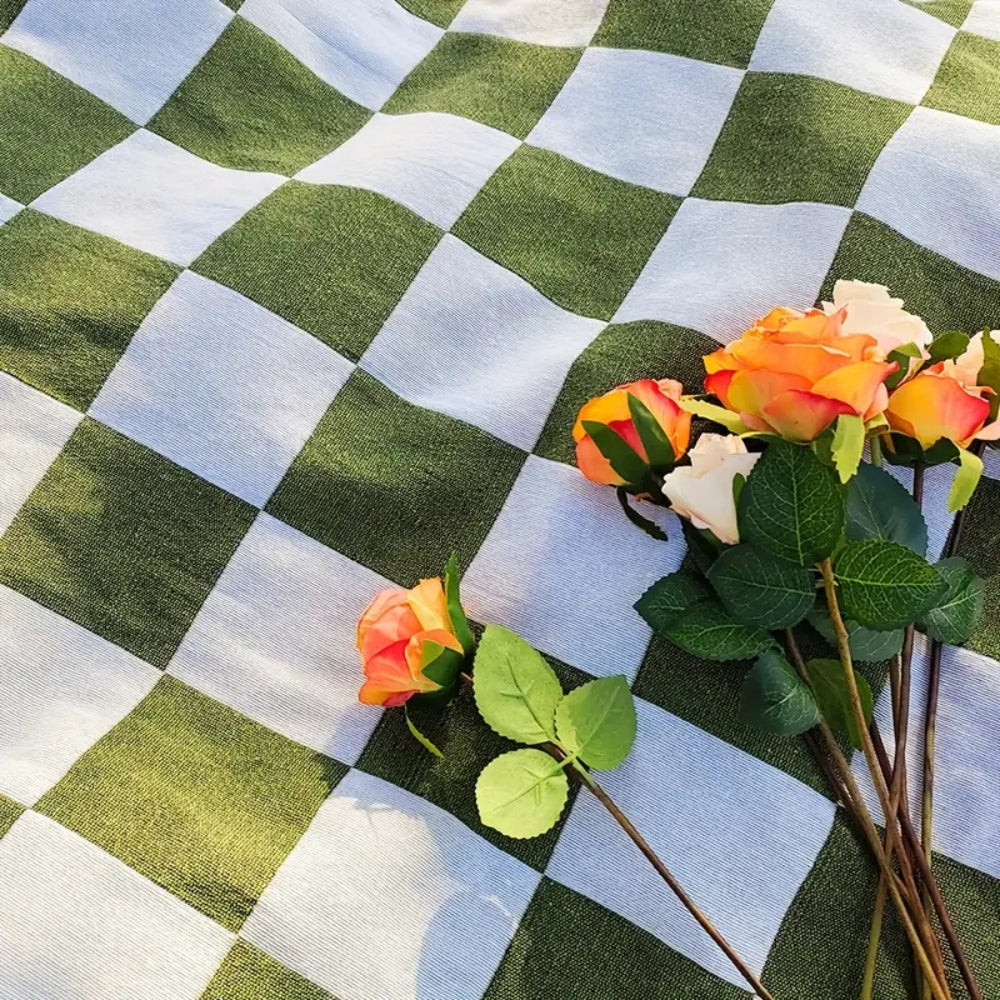 CozyCheck™ – Geruit Picknickkleed met Franjes – All Season Outdoor Deken