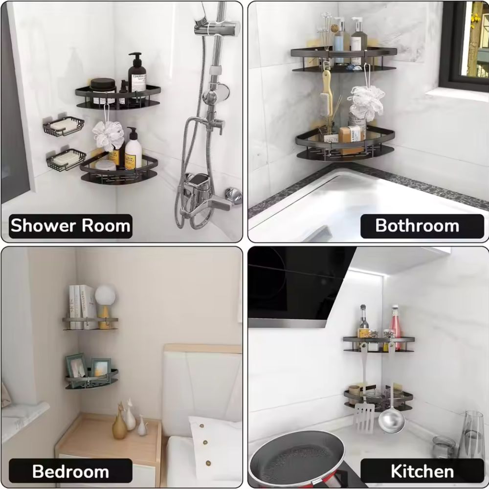 AlumaCurveShelf™ – Roestvrije Aluminium Doucheplank – Zelfklevende Wand Organizer