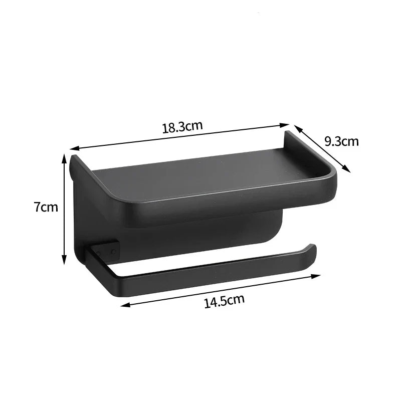 Aluminium Toiletrolhouder met Opbergplank - Modern, Duurzaam, Compact, 18,3x9,3 cm, Ideaal voor Badkamer 4