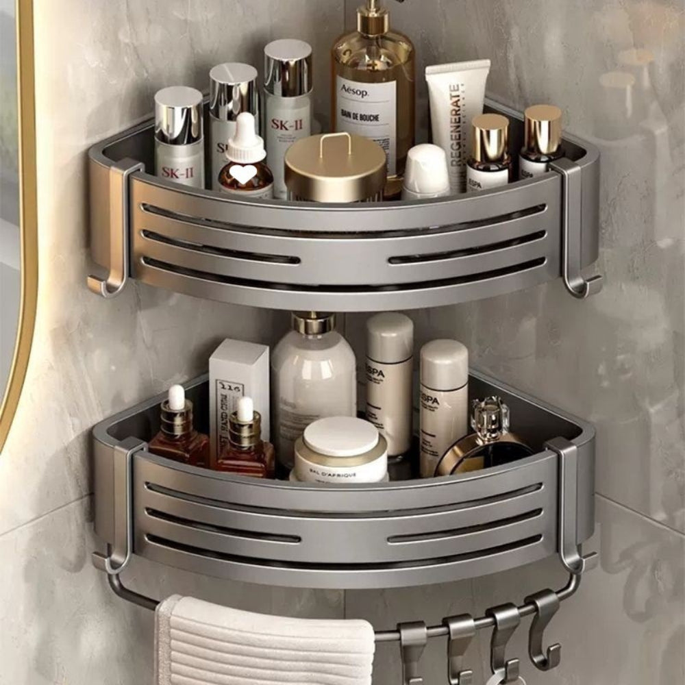 CornerAlumaRack™ – Zelfklevend Hoek Douche Rek – Roestbestendige Badkamer Organizer