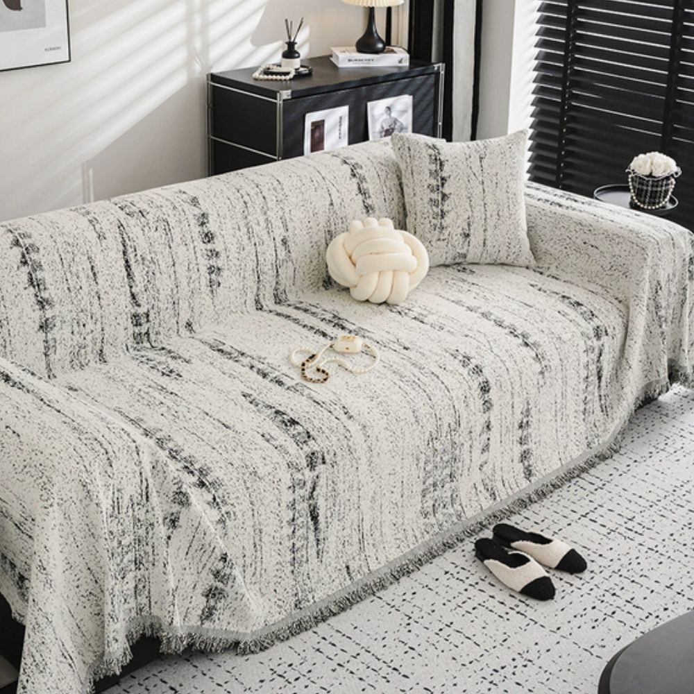 Amandel Crest Bankhoes - Luxe Chenille, Comfortabel en Stijlvol 0