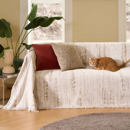 Amandel Crest Bankhoes - Luxe Chenille, Comfortabel en Stijlvol 1