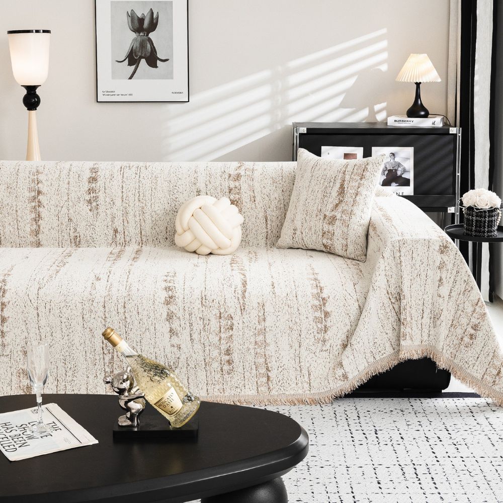 Amandel Crest Bankhoes - Luxe Chenille, Comfortabel en Stijlvol 2
