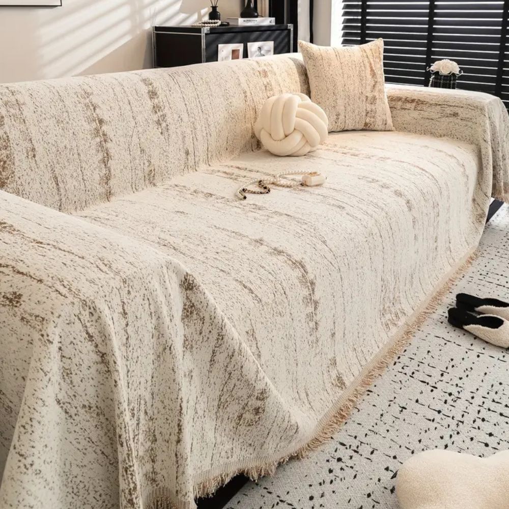 Amandel Crest Bankhoes - Luxe Chenille, Comfortabel en Stijlvol 3