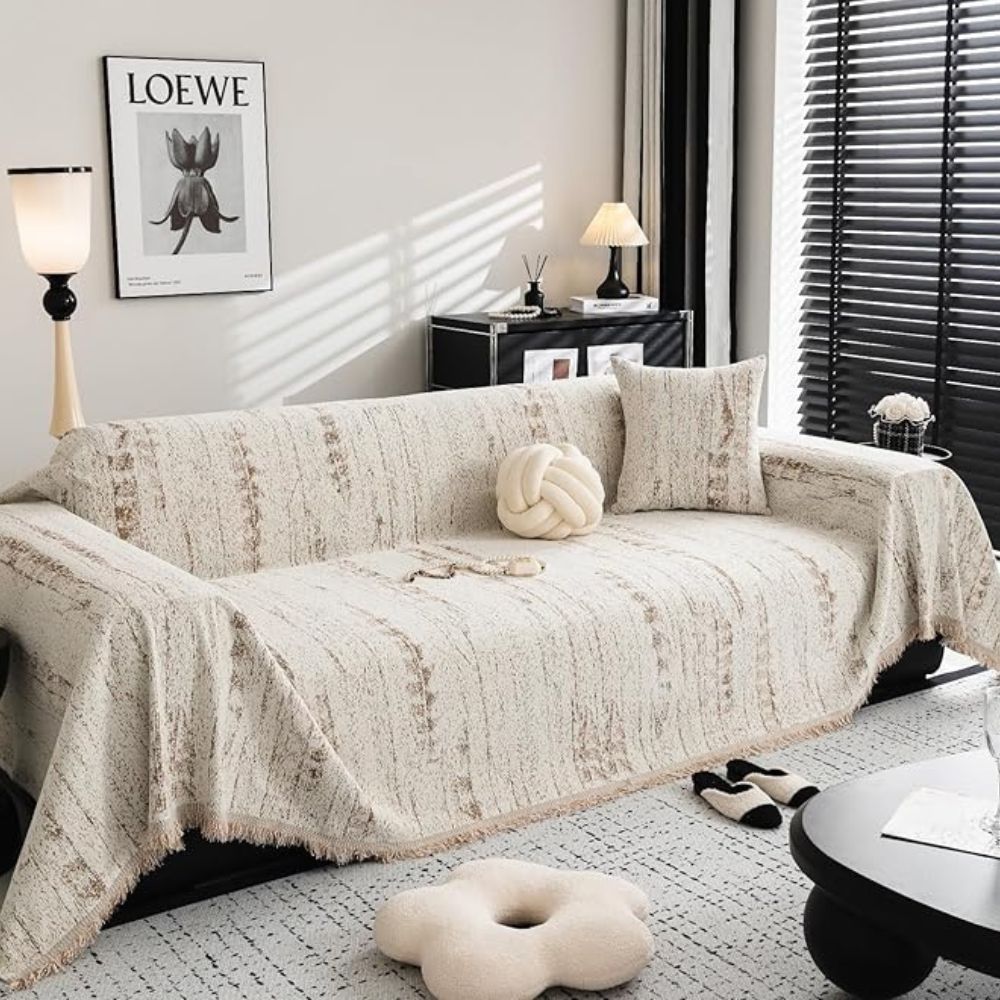 Amandel Crest Bankhoes - Luxe Chenille, Comfortabel en Stijlvol 4