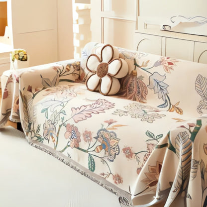 Amara Bankhoes - Omkeerbaar Chenille, Elegant Bloemenpatroon 0