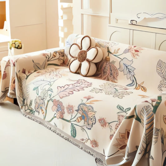 Amara Bankhoes - Omkeerbaar Chenille, Elegant Bloemenpatroon 0