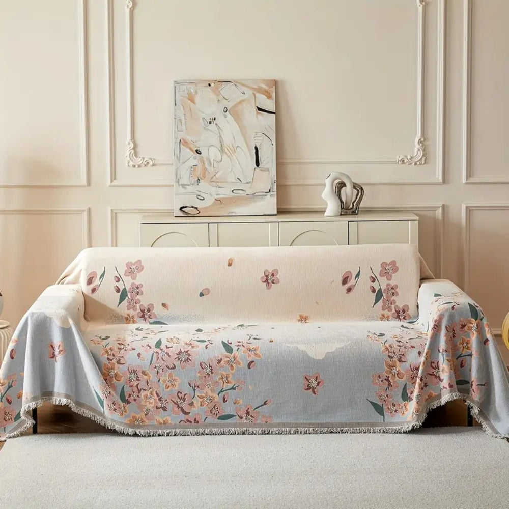 Amara Bankhoes - Omkeerbaar Chenille, Elegant Bloemenpatroon 1
