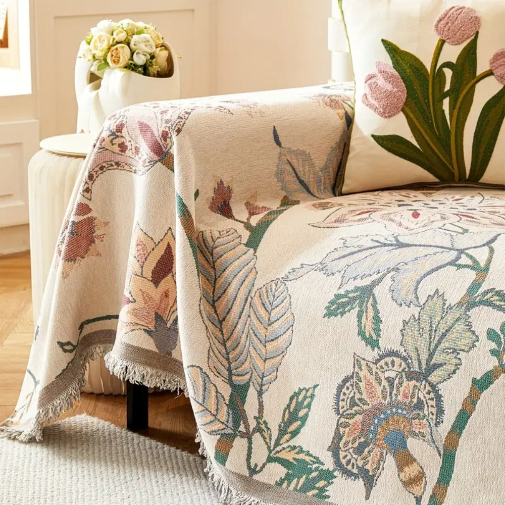 Amara Bankhoes - Omkeerbaar Chenille, Elegant Bloemenpatroon 4