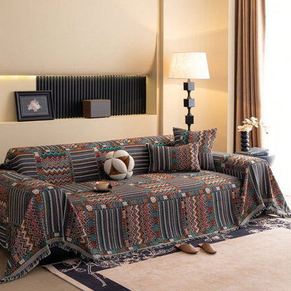 Aurelia Boho Bankhoes - Zachte Chenille, Geometrische Patronen 1